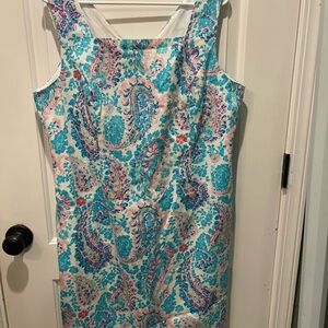 Talbots Blue and Pink Sleeveless Dress 16p.    

006
